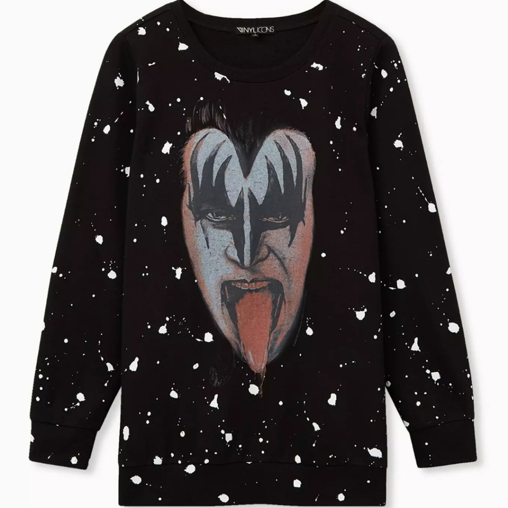 VINYL ICONS Black Graphic KISS Sweatshirt Sz XL